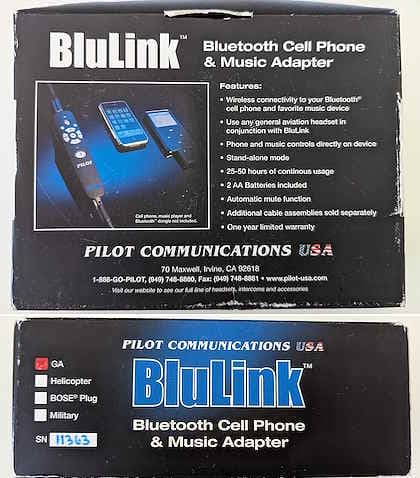 Pilot BluLink Bluetooth Cell Phone & Music Adapter für Aviation Headsets –…