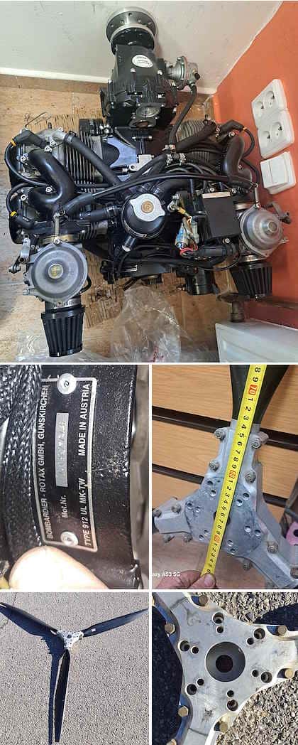 Rotax 912 80 PK met vaste Warpdrive-propeller 1650 mm, 793 bedrijfsuren €8.900 na reparatie - Image 1